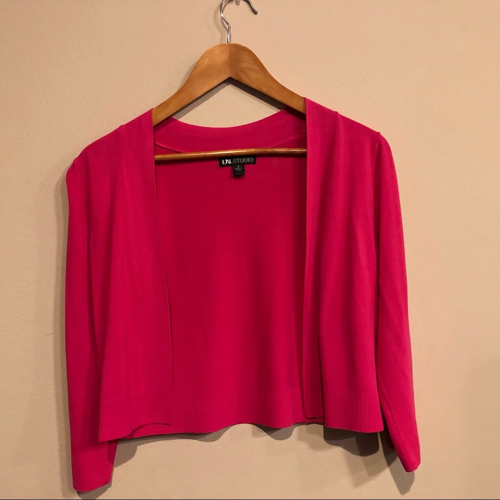 I.N. STUDIO | Pink Crop Cardigan Light Sweater SM